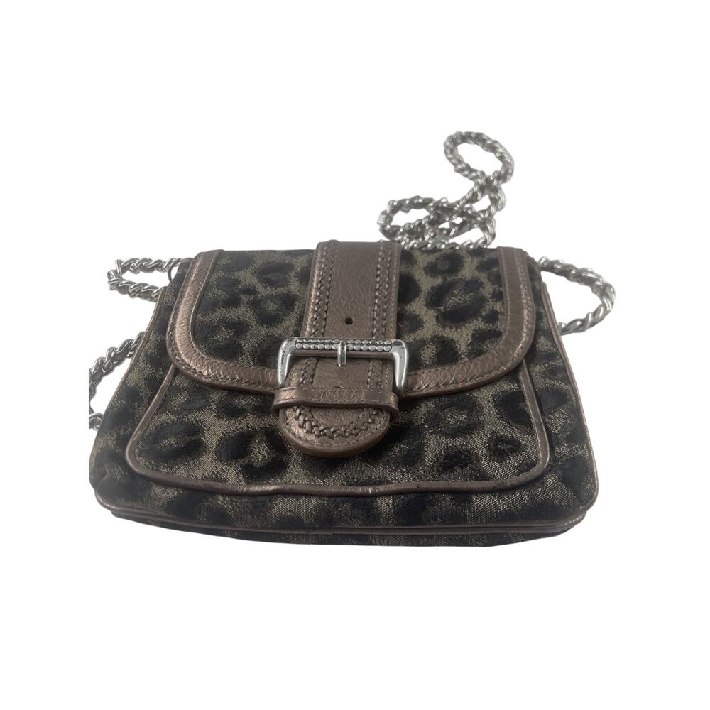 Brighton leopard crossbody purse- Bronze Leather And Silver Chain
